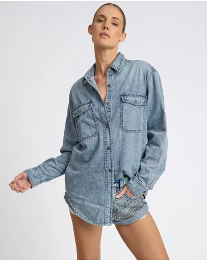 ONE TEASPOON - 25th Anniversary Limited Edition Everyday Studded Denim Shirt - Salty Dog