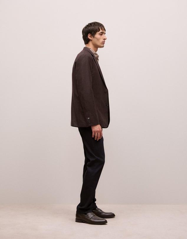 Trenery - Italian Wool Check Blazer in Red Mahogany