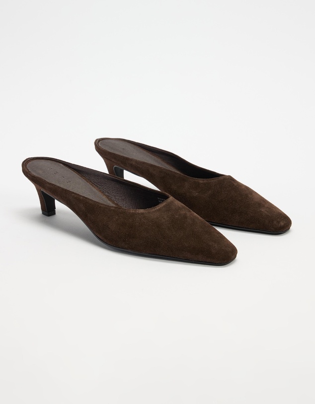AERE - Tala Heeled Suede Mules