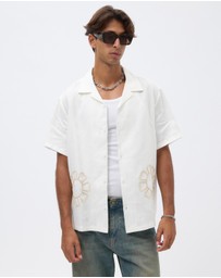 AERE - Embroidery Detail Linen Shirt