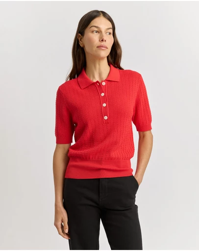 Toorallie - Pointelle Knit Polo