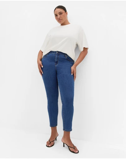 City Chic - Plus size Harley Fit Scarlet Skinny Leg Ankle Grazer Jean - mid wash