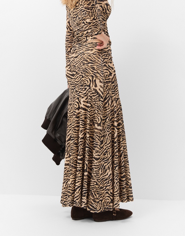 UNISON - Ruched Mesh Maxi Skirt