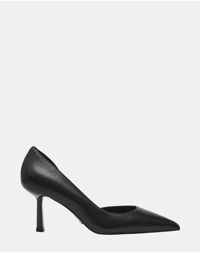 Steve Madden - Vena Black Leather Heels