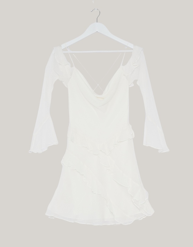 Revibe - Repaired Shona Joy Lira Long Sleeve Ruffle Mini Dress - AU 10