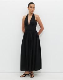 Calli - Contrast Bind Halter Midi Dress