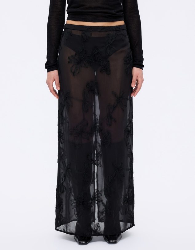 Minima Esenciales - Maelle Floral Applique Midi Skirt