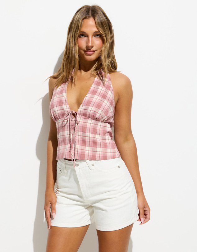 Dazie - Sammia Check Halter Top