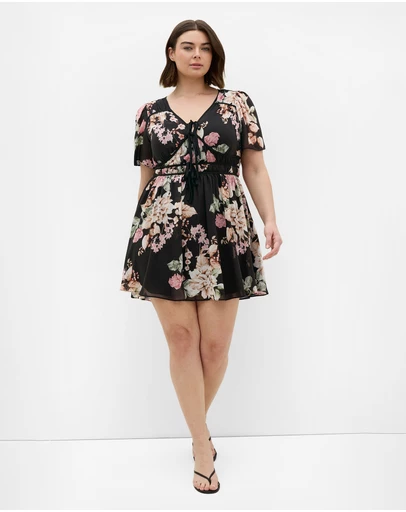 City Chic - Cara Floral Print Mini Dress