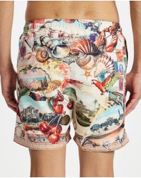 Camilla - Elastic Waist Mid Length Boardshorts