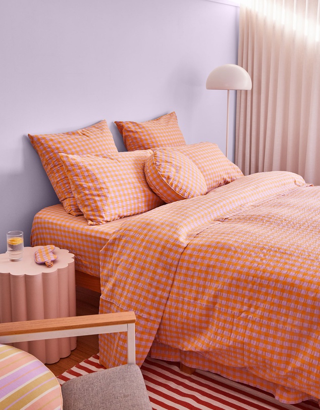 Mosey Me - Kumquat Bloom Seersucker Round Cushion