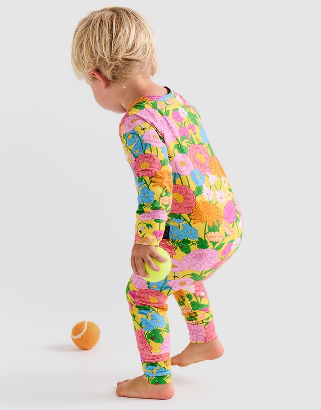 Kip&Co - Follow The Sun Yellow Organic LS Zip Romper - Babies
