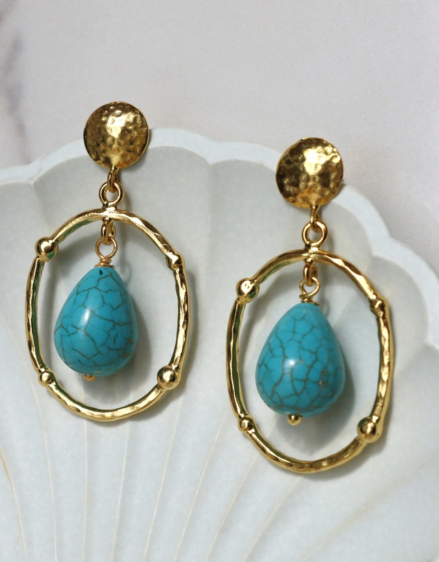 Ottoman Hands - Sloane Turquoise Drop Stud Earrings
