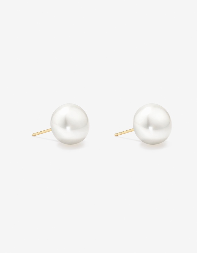Michael Hill - 10.5-11mm Button Cultured Freshwater Pearl Stud Earrings in 10kt Yellow Gold