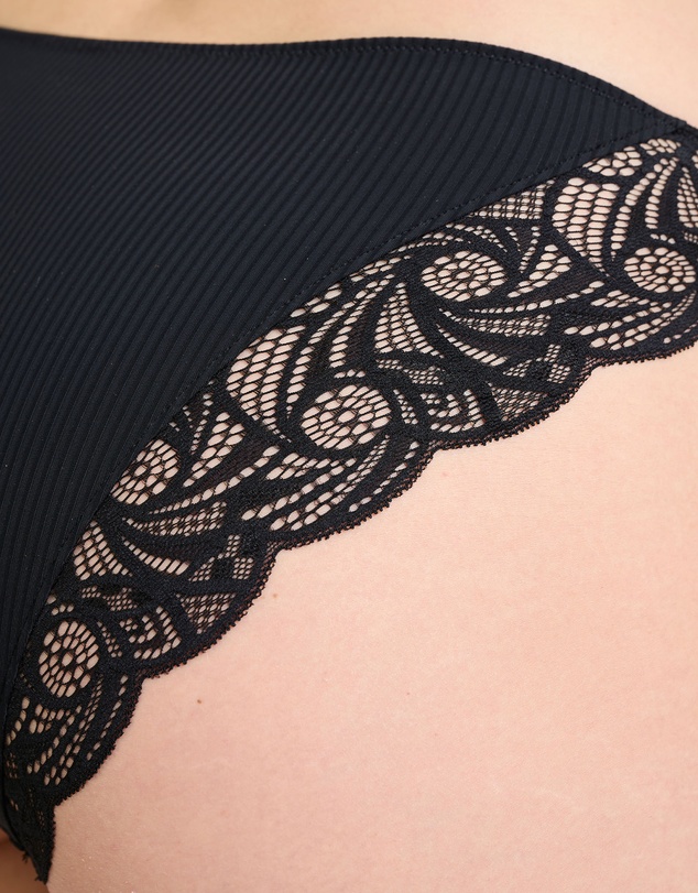 Sans Complexe - Ariane Essential Ribbed Microfibre Bikini Brief With Lace