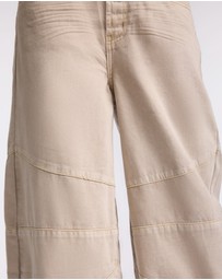 ONE TEASPOON - Barrel Mid Waist Wide Leg Denim Jeans - Stone