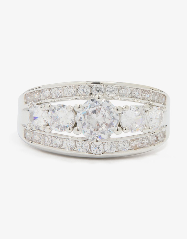 Lovisa - Silver Cubic Zirconia Cluster Band Ring