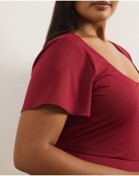 Atmos&Here Curvy - Jersey Maxi Dress With Flutter Sleeves