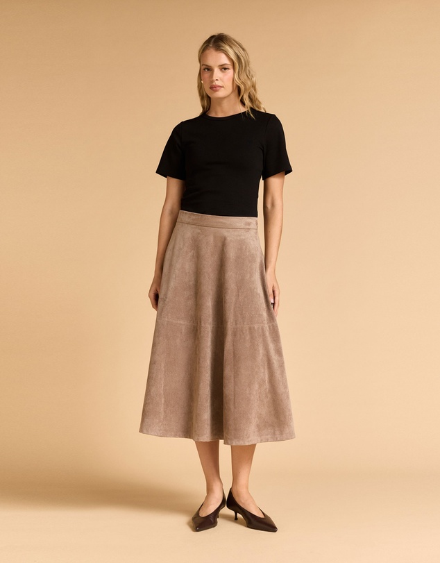 MVN - Faux Suede Midi Skirt