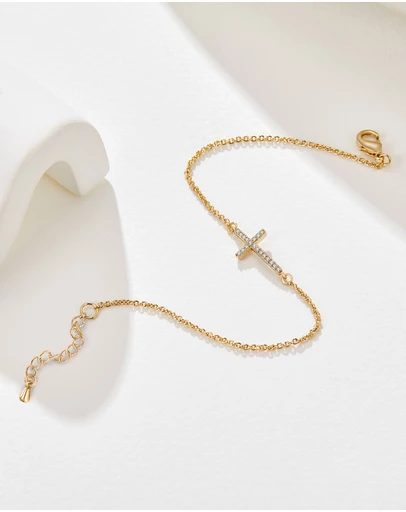 Mestige - Fine Cross Bracelet - 18K Gold Plated