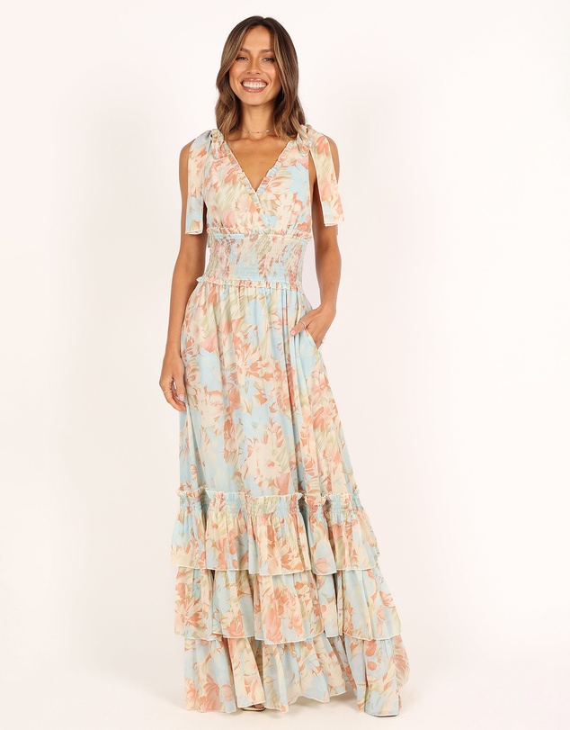 Petal & Pup - Christabel Tiered Maxi Dress - Blue Floral