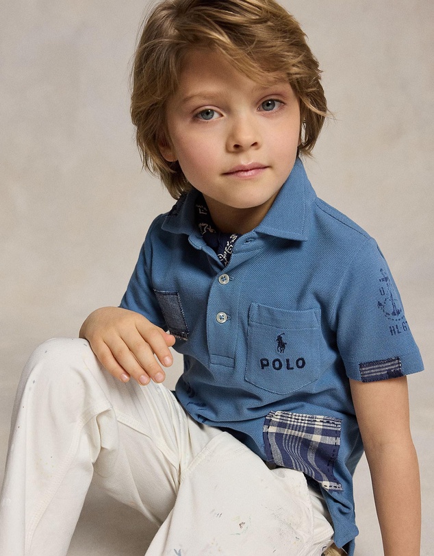 Polo Ralph Lauren - Patchwork Cotton Mesh Polo Shirt - Babies-Kids