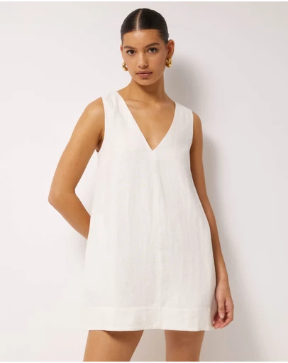 AERE - Eve Mini Linen Shift Dress