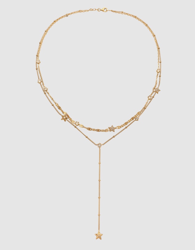 Elli Jewelry - Necklace Women Layer Star White Crystals 925 Sterling Silver Gold Plated