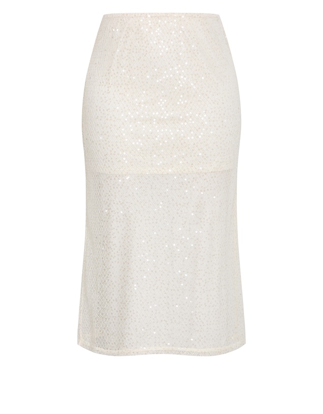 City Chic - Plus size Stardust Sequin Maxi Skirt - cream