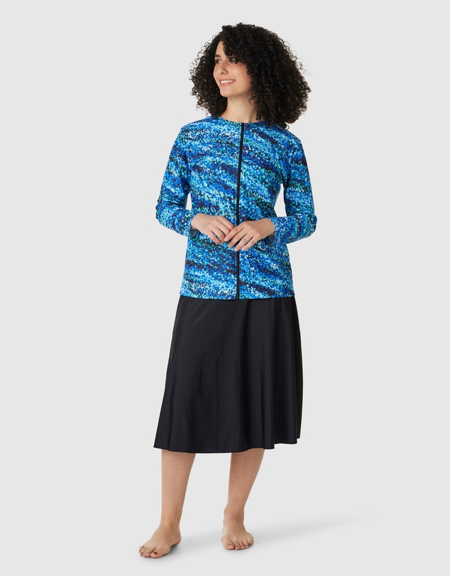 Modest Mermaid - Splash zip 3/4 sleeve swim top SPF50+