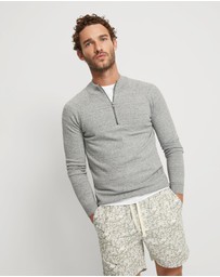 Oxford - Perry Zip Collar Knit Top