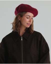 Morgan & Taylor - Lisa Wool Beret in Burgundy Red