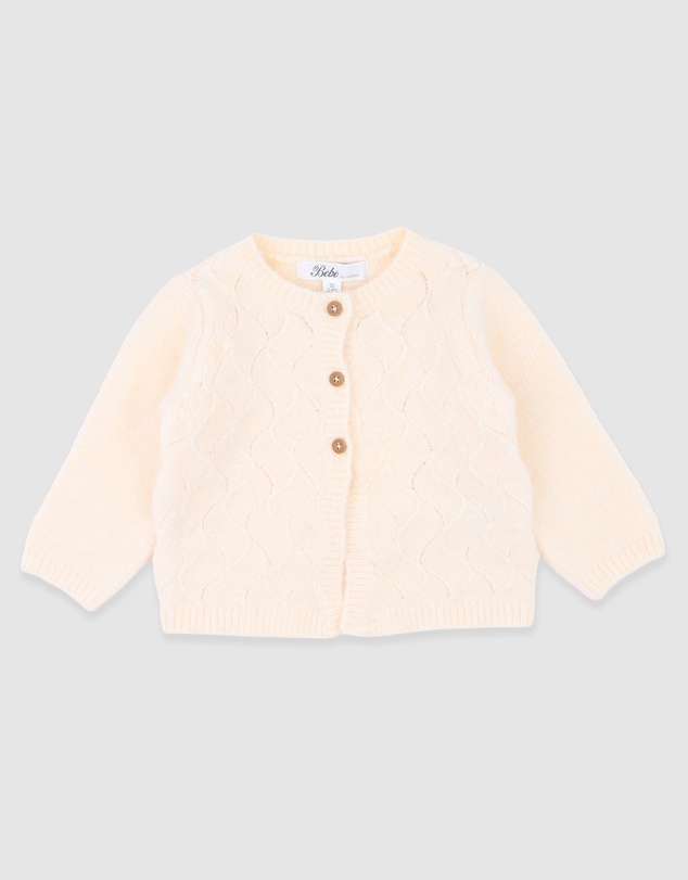 Bebe by Minihaha - Girls Cream Knitted Cardigan 3-7 Yrs