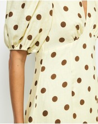 AERE - Tala Puff Sleeve Linen Midi Dress