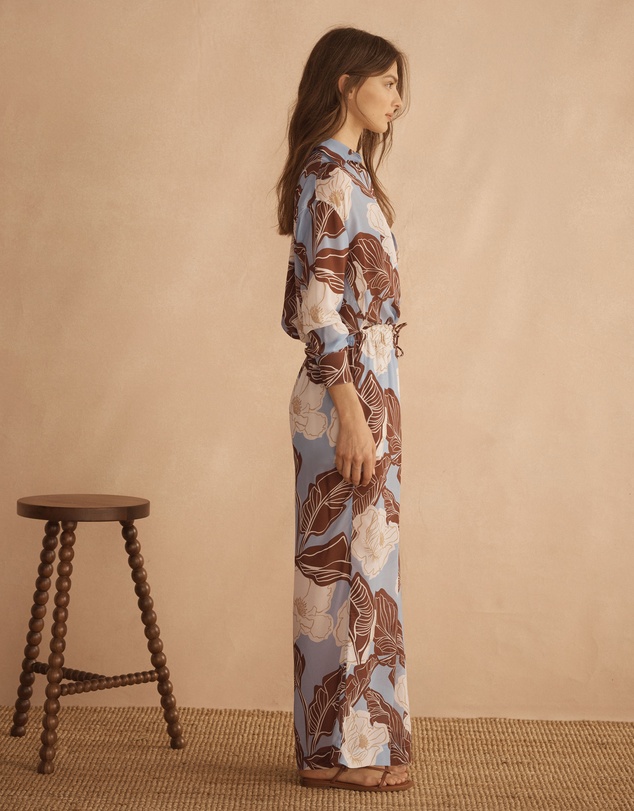AUR OCEA - Silk Gathered Wide Leg Pants