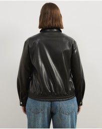 Atmos&Here Curvy - Renna Faux Leather Bomber Jacket