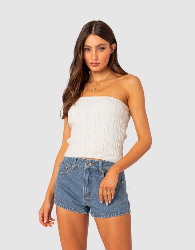 EDIKTED - North cable knit strapless top