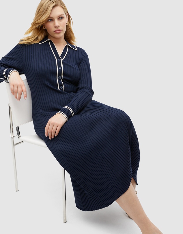 Seed Heritage - Polo Tipping Knit Midi Dress