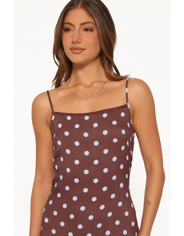 Petal & Pup - Elton Maxi Dress - Brown/Blue Polka Dot