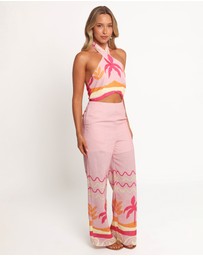 Petal & Pup - Aryn Halterneck Jumpsuit - Pink Palm