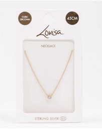 Lovisa - Gold Plated Sterling Silver Round Cubic Zirconia Dainty Necklace