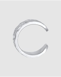Kuzzoi - ICONIC EXCLUSIVE - Earrings Earcuff Wide Hammered Modern in 925 Sterling Silver