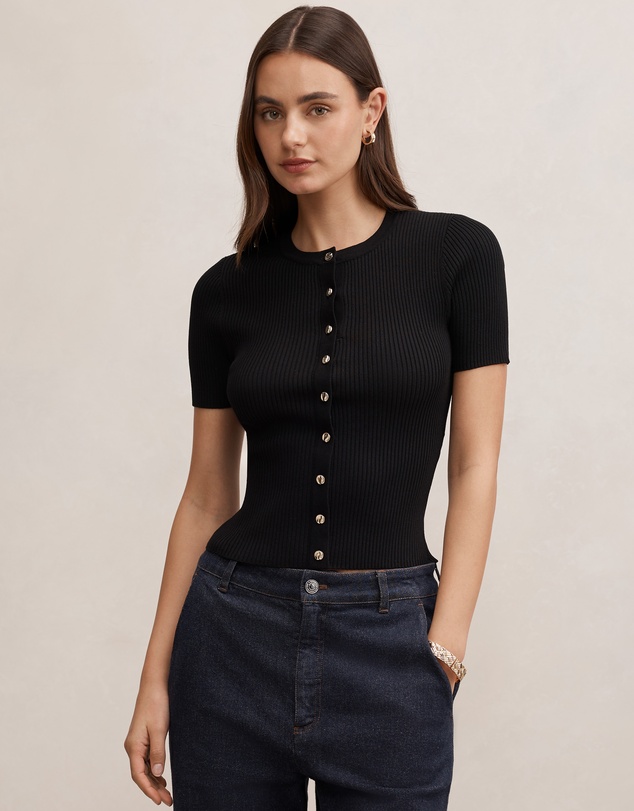 Forever New - Sophie Button Through Ribbed T-shirt