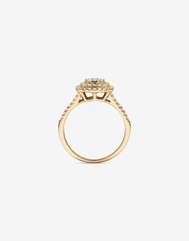 Michael Hill - 0.65 Carat TW Cushion Cluster Halo Diamond Ring in 10kt Yellow Gold