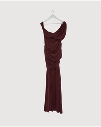 Revibe - Repaired CHANCERY Margot One Shoulder Drape Maxi Dress - AU 6