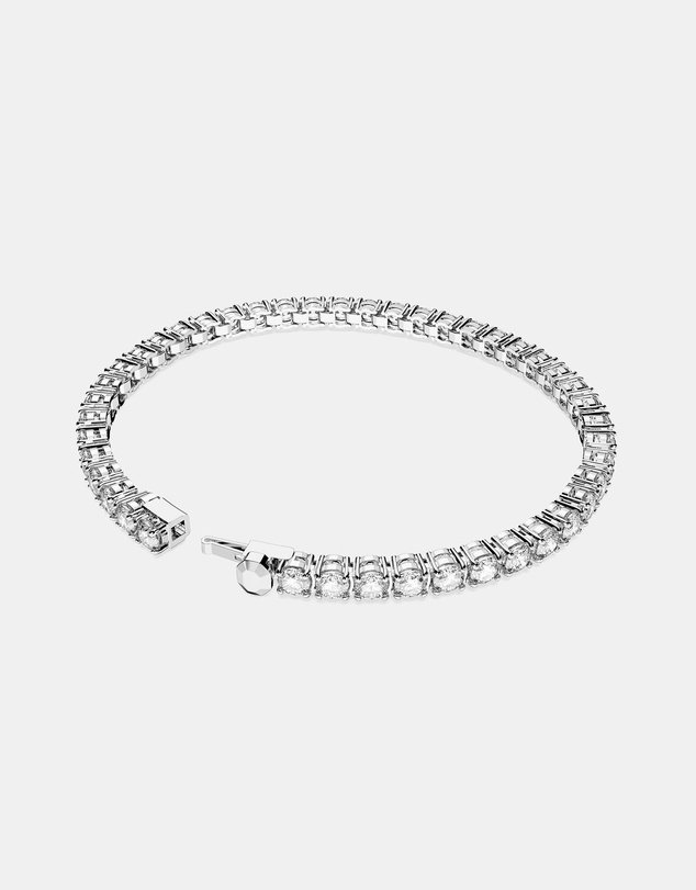 Swarovski - Matrix Tennis bracelet, Round cut, White, Rhodium plated