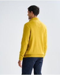 3 Wise Men - 3 Wise Men Harvey Zip Neck Merino Knit - Mustard