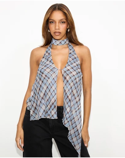 Dazie - Afloat Check Halter Top