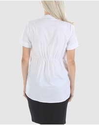Angel Maternity - Maternity & Nursing Blouse Work Top - White