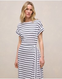 Trenery - Cotton Stripe Wrap Detail T-shirt Dress in Night Sky